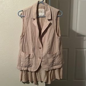 Anthropologie Tan Vest XL
